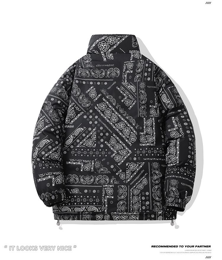 Wendbare Winter-Steppjacke für Damen und Herren – Schwere Baumwollfüllung, beidseitig geblümt/tongleich, Slim Fit (M-4XL, Streetwear Unisex)_voghion.com