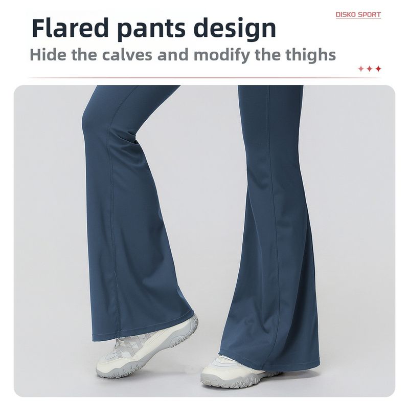 Zechuang Yoga High Waist Gathered Slimming Long Running Sports Flared Pants 9308_voghion.com