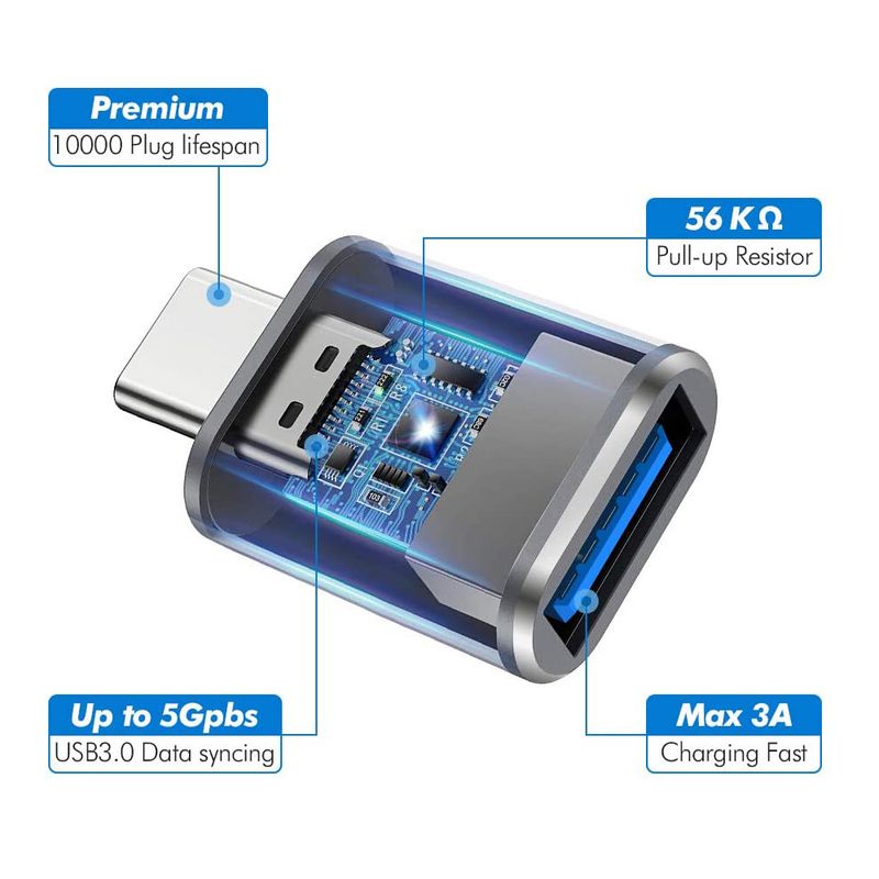 2 ADET 3.0 Tip C OTG Şarj Adaptörü Konnektörü Tip-C'den Erkek Tip-c Adaptör Dönüştürücü PC Kitap Araba USB iPad_voghion.com