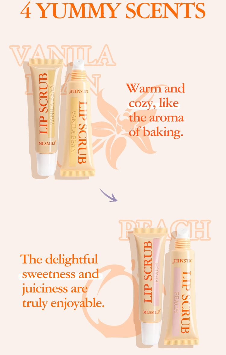MLSMILE Läppskrubbset Exfolierar död hud för att minska läpplinjer Läppbalsam 4 delar_voghion.com