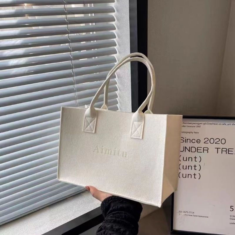 Felt Tote Gift Handbag Shopping Open Bag Thickened Customizable Ins Style Large Capacity_voghion.com