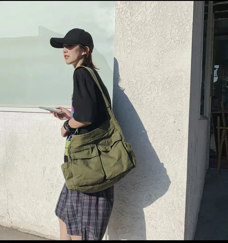 Borsa a tracolla da donna retrò in tela, per ragazzi, casual, con dieci caratteri, portafoglio 250314l_voghion.com