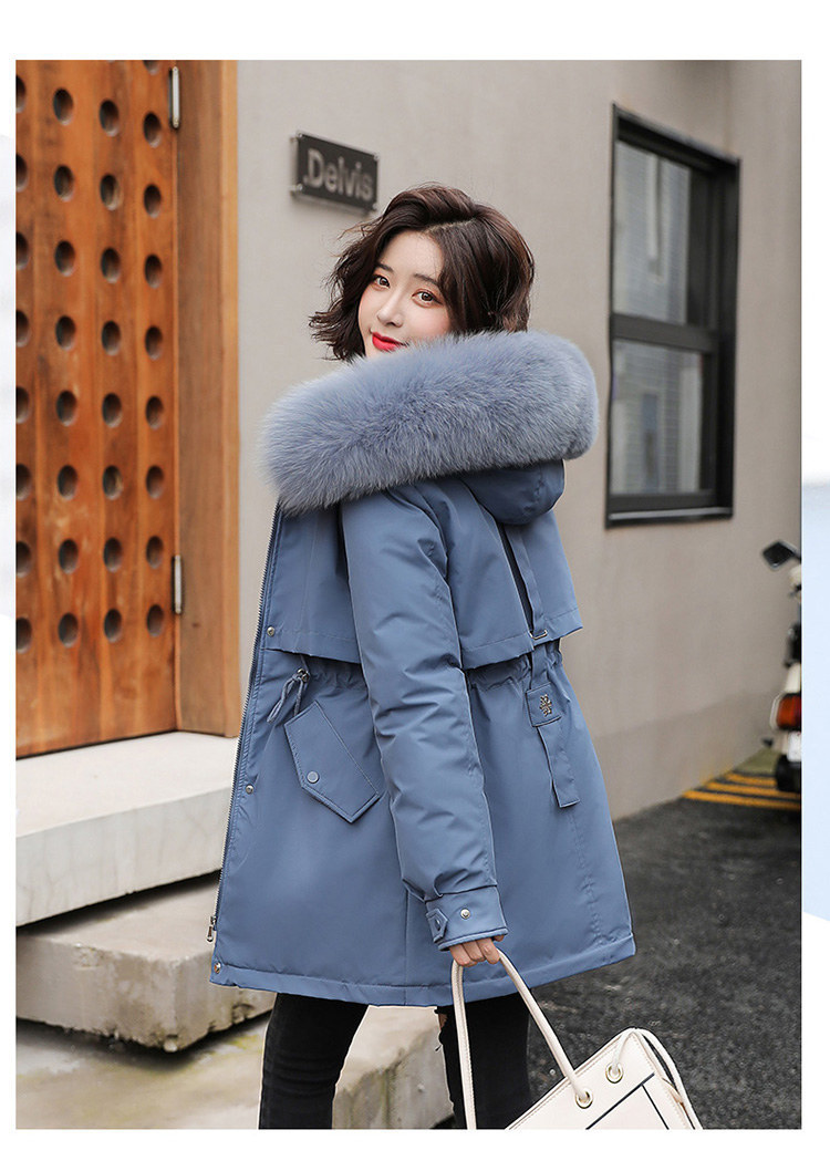Damenbekleidung Mittellange Temperament-Baumwolljacke Kleine Winter-Plus-Samt-verdickte große Damen-Baumwolljacke_voghion.com