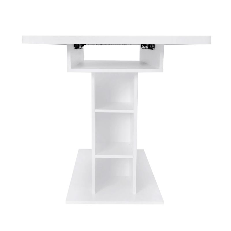 Table à manger extensible avec rangement, table basse rectangulaire, table à manger moderne et simple en fer, table à manger multifonctionnelle peu encombrante, blanche_voghion.com