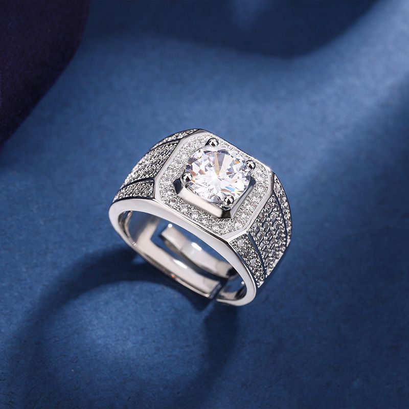 Anello da uomo d'affari con diamanti da 2 carati, design di nicchia, temperamento, anello alla moda versatile_voghion.com