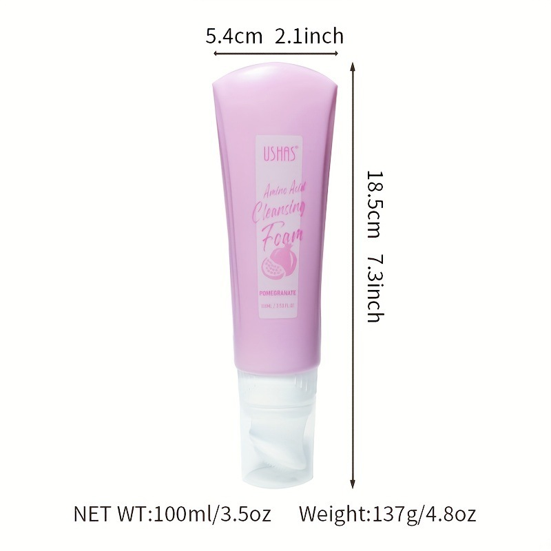 Detergente in tubetto rigido al melograno di alta qualità USHAS, schiumogeno delicato, sgrassante e detergente viso profondo_voghion.com