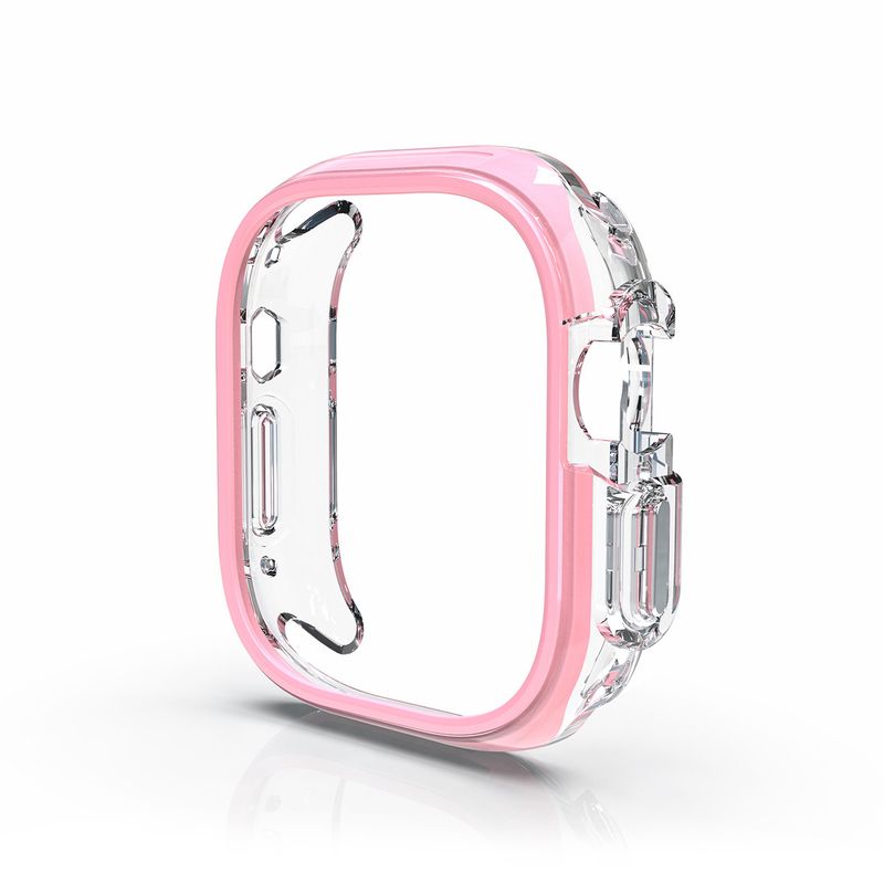 Pacote com meio pacote transparente adequado para Apple Watch TPU oco galvanizado Iwatch9 capa protetora de duas cores Ses876_voghion.com