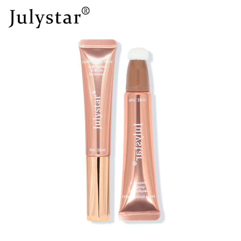 Lápiz iluminador y rubor líquido Julystar: barra de belleza de doble punta con brillo perlado y mate para un brillo natural y contorno 3D._voghion.com