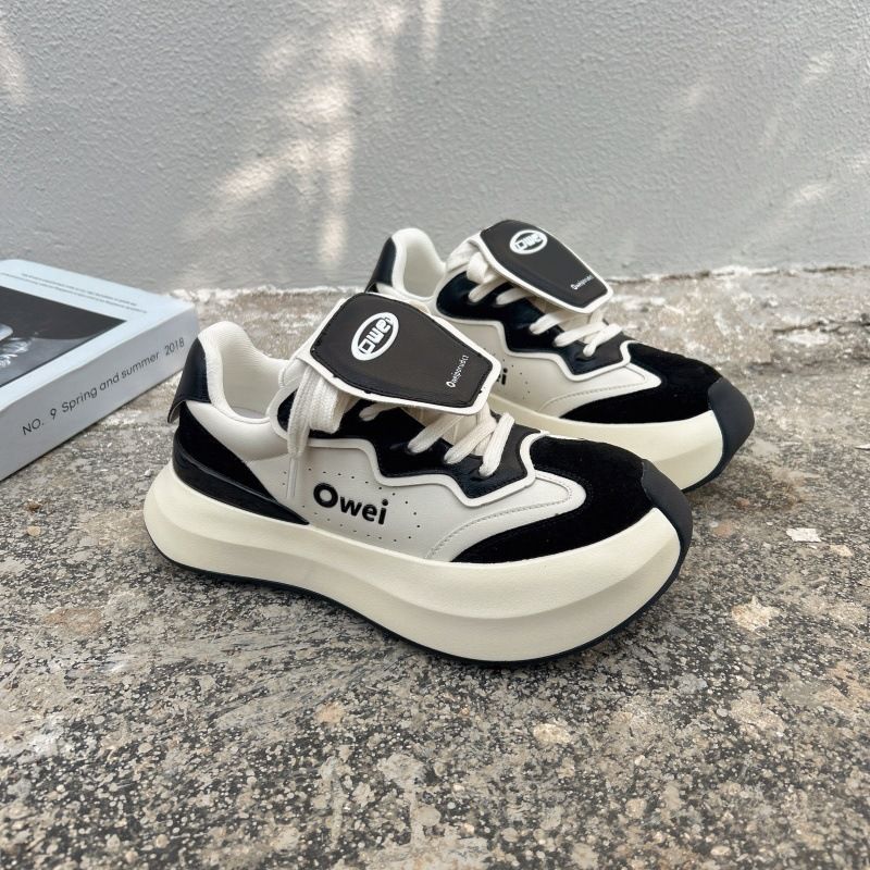 Oca1 Ame Schwarz-Weiß-Panda-Farbwolke Freizeitschuh für Damen im Frühjahr 2025 China-Chic Thick Oled Neaker_voghion.com