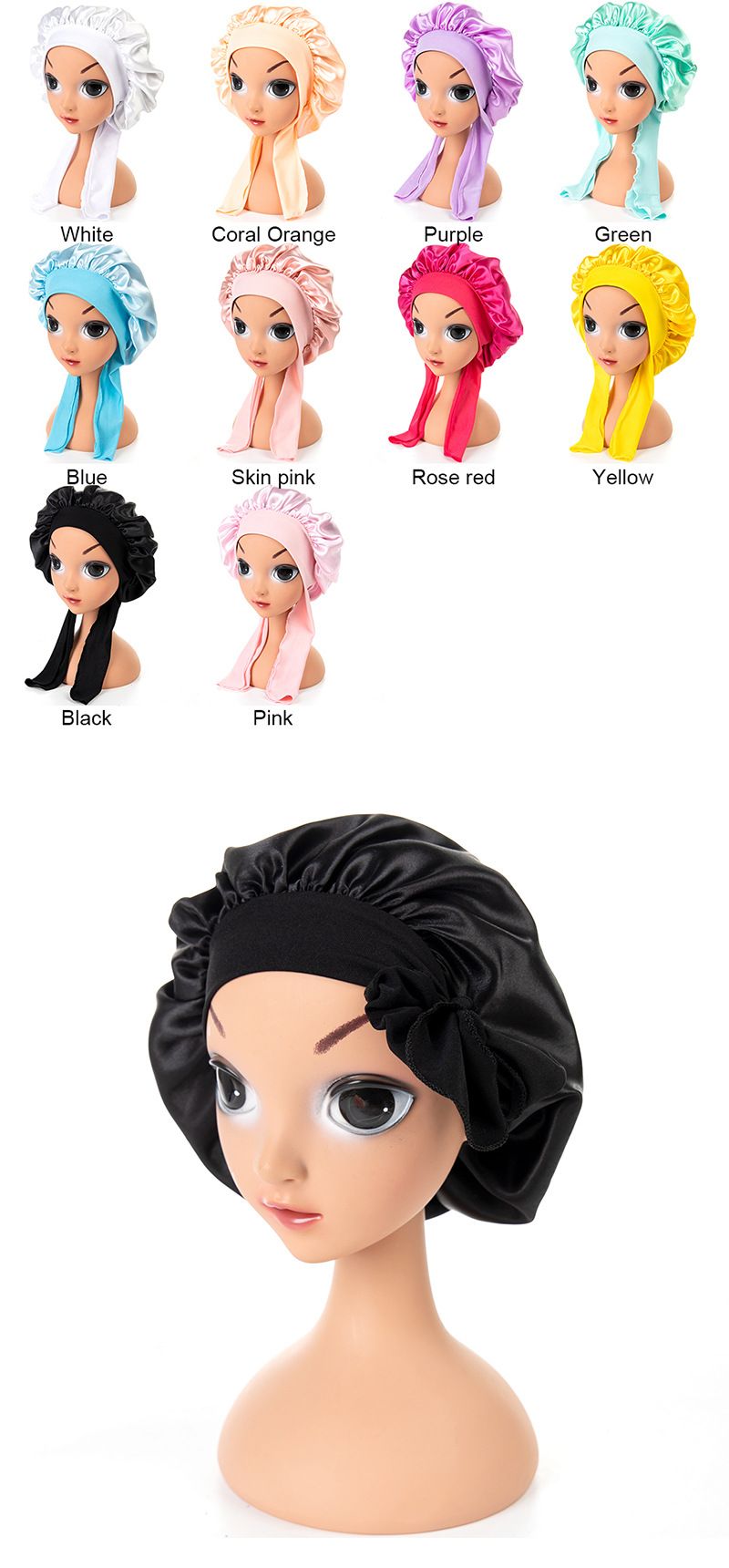 Kinder Neue Elastische Band Satin Hut Bogen Baby Dusche Kappe Schlaf Kappe Ein Stück Dropshipping_voghion.com