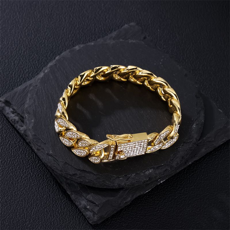 Bracciale Hip-Hop Rap da uomo, stile HIPHOP, con diametro intero, color oro, accessori per gioielli da donna_voghion.com