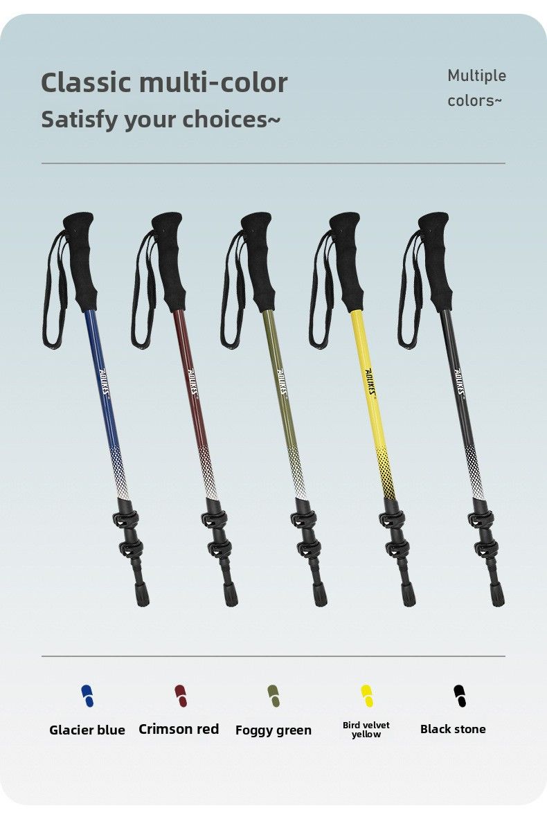 Aluminium Legierung Drei-Abschnitt Teleskop Outdoor Bequem Lagerung Einstellbare Quick-Release Verriegelung Wandern Gerade_voghion.com