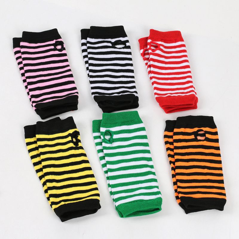 Unisex Knitted gloves with missing fingers anime stripes wearing fingers wrist cuff with false sleeves Thin children's fingers_voghion.com