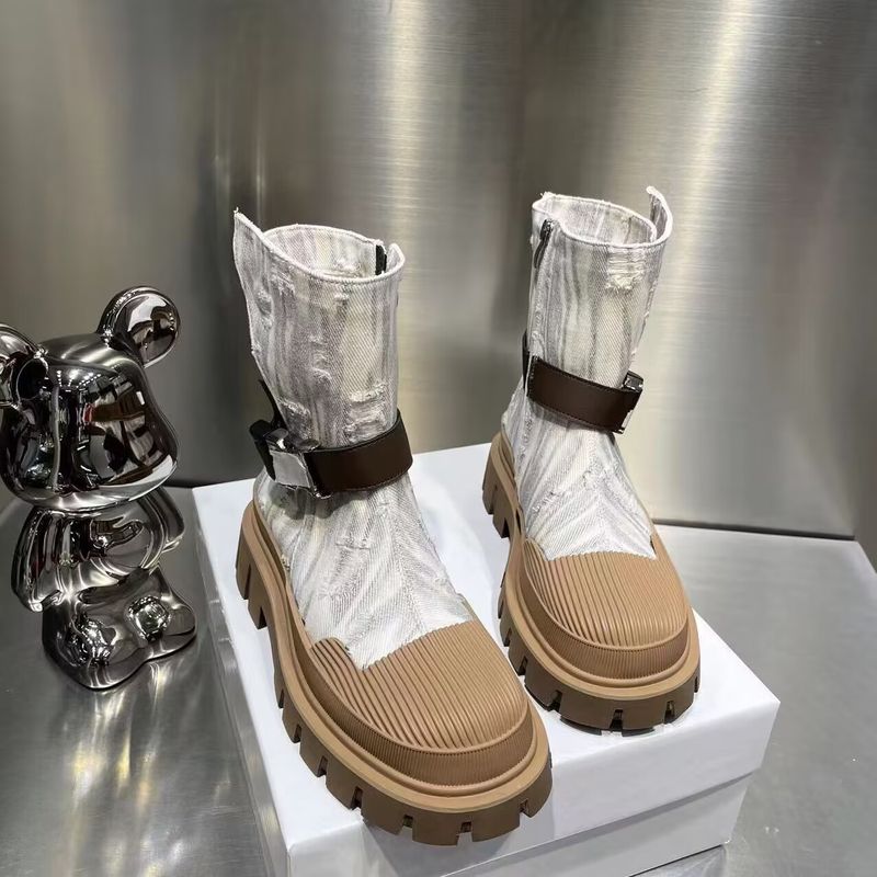 Stivali da cowboy corti per bambini autunno e inverno nuovi stivali Martin locomotiva con cerniera laterale e suola spessa e rotonda_voghion.com