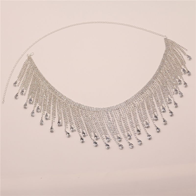 Ins colorato nappa scintillante strass gonna ballerina palco performance cintura catena vita night club regina accessori_voghion.com