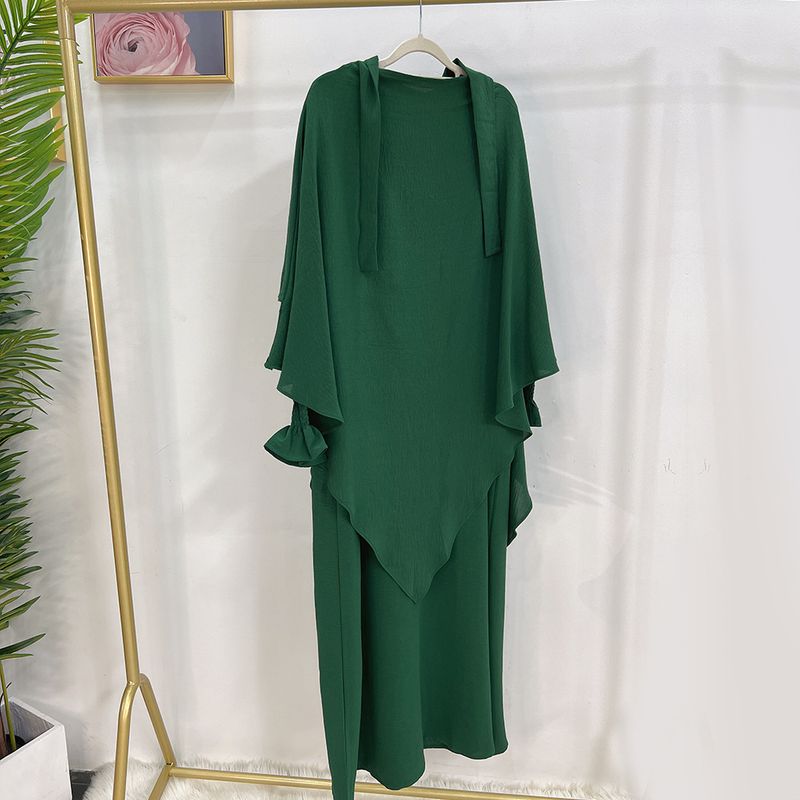 Damenbekleidung Dubai Türkisches einfarbiges Kleid mit Kopftuch LR591 + Hj907_voghion.com