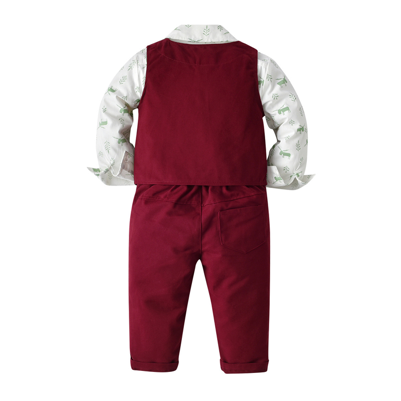 Jungen Anzug Kinder Baby Gentleman Weste Hemd Hose Britischer Stil Host Bankett Kleid_voghion.com
