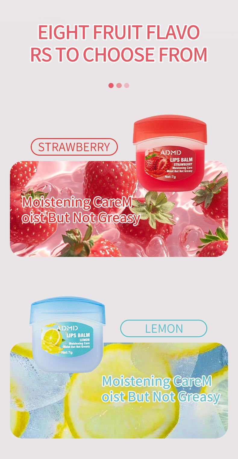 ADMD MSDS venda quente 8 conjuntos de máscara labial hidratante sabor frutas bálsamo labial conjunto de máscara labial_voghion.com