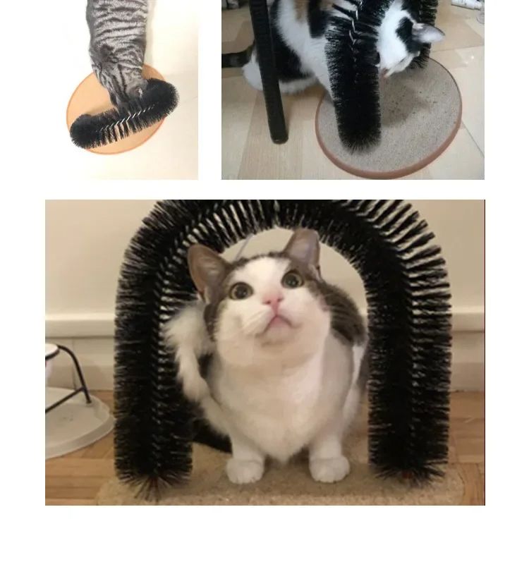 Giocattolo per gatti, arco per la toelettatura, coccola il felino con una spazzola massaggiante per la toelettatura con tiragraffi, giocattolo per gatti, giocattoli interattivi_voghion.com