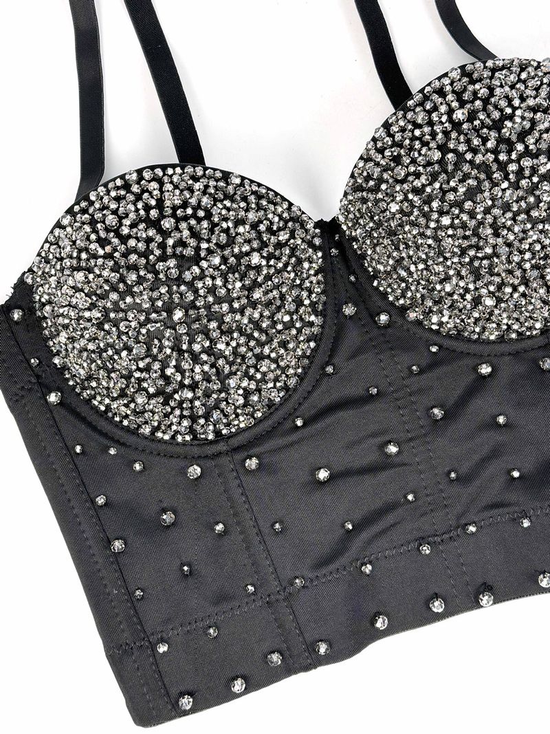 Women's Clothing Shiny Beads Handmade High End Outer Wear Small Camisole Herringbone Bra_voghion.com