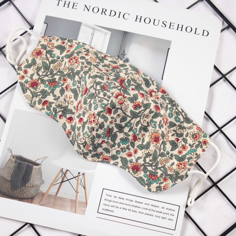 Klein vers bloemenpatroon Dubbellaags ademend verstelbaar stofmasker voor vrouwen_voghion.com