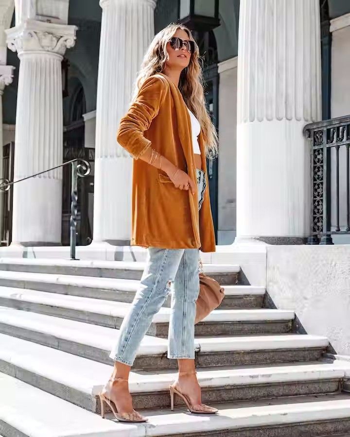 Casual damesvest in effen kleur_voghion.com