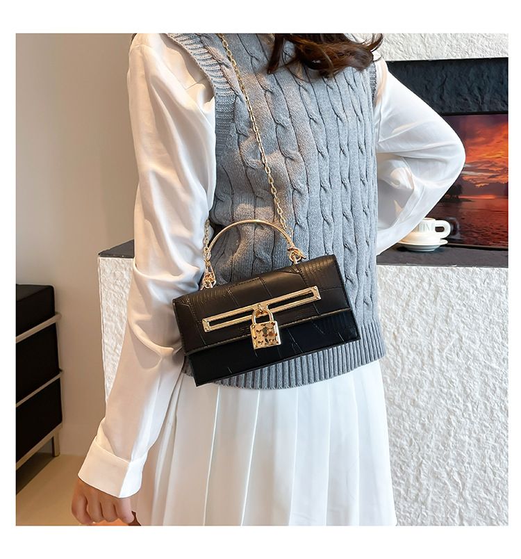Women's Stylish And Versatile Small Square Shoulder Bag - Crossbody & Handheld For Daily Use, PU Leather With Alligator Texture, Magnetic Closure_voghion.com