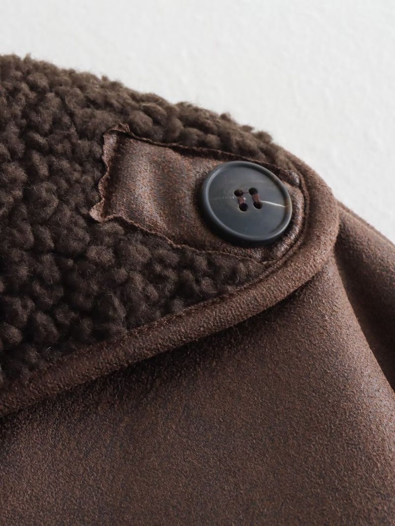 Damenbekleidung Lässige Wendejacke mit Kunstpelzkragen – Gemütliche Winteroberbekleidung für Streetstyle (Braun, S/M/L)_voghion.com