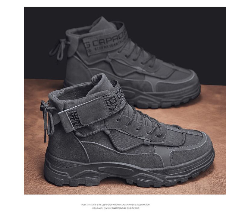 Autumn and Winter high-top break lace-up Martin boots breathable outdoor sports platform shoes men's round toe trendy single-layer shoes batch_voghion.com