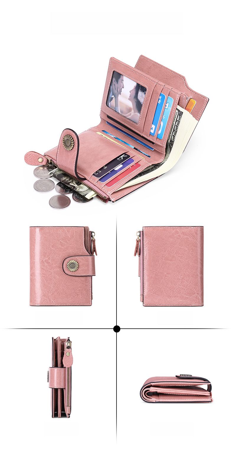 Women's wallet short Korean fashion buckle clutch girl's change bag multi-function card bag_voghion.com