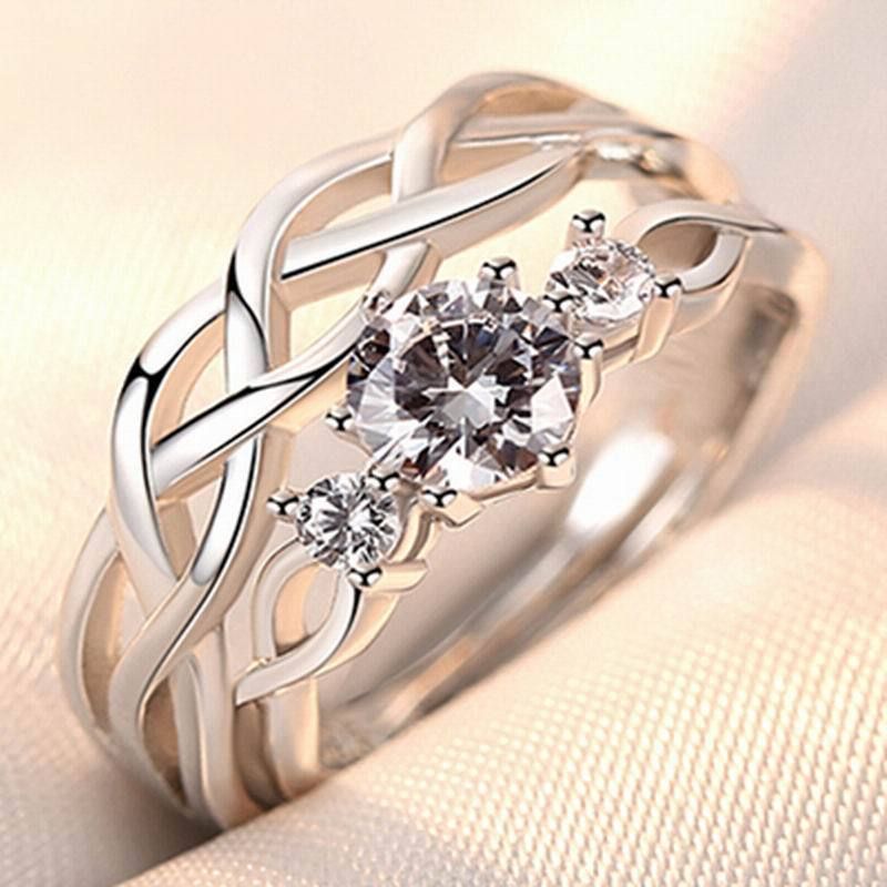 Paarring Weißgold Paarring Festivalschmuck Einfaches Valentinstags-Geburtstagsgeschenk_voghion.com