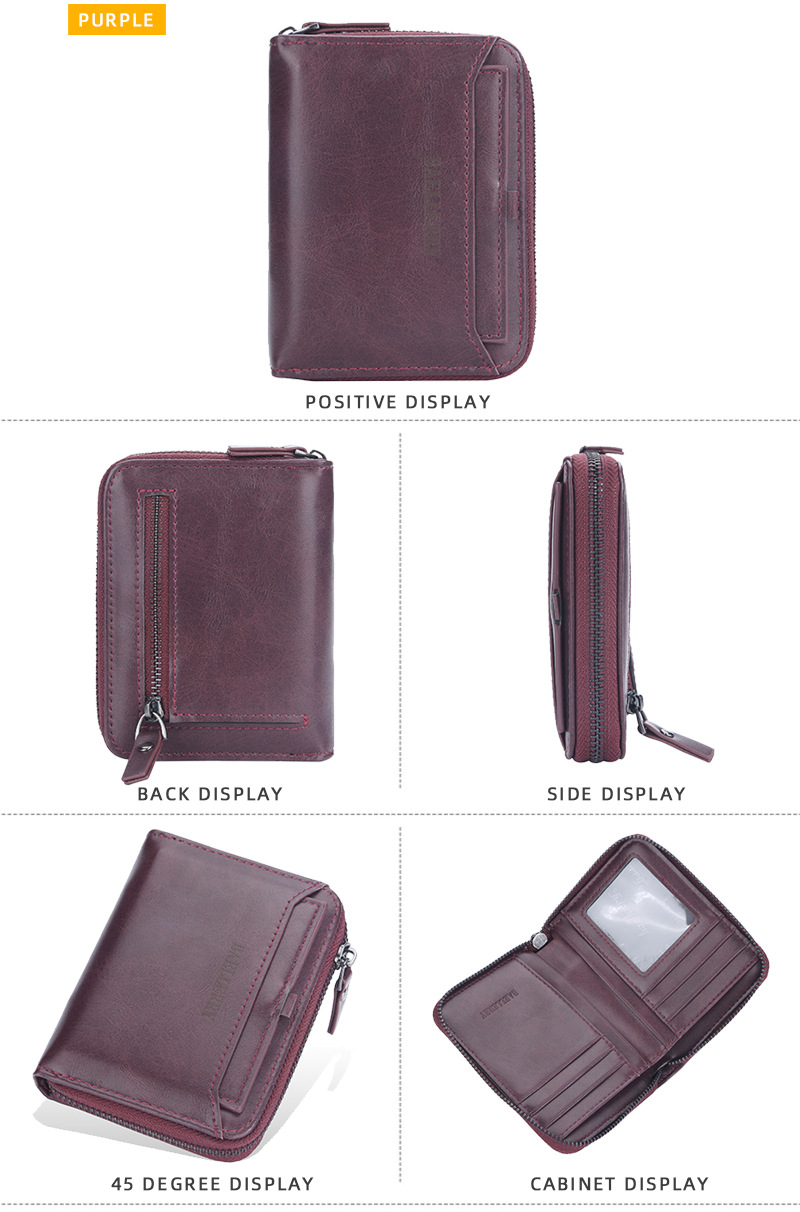 Herren Geldbörse kurze Baellerry Geldbörse vertikalen Reißverschluss Retro Jugend Multi-Card kleine Geldbörse Geldbörse_voghion.com