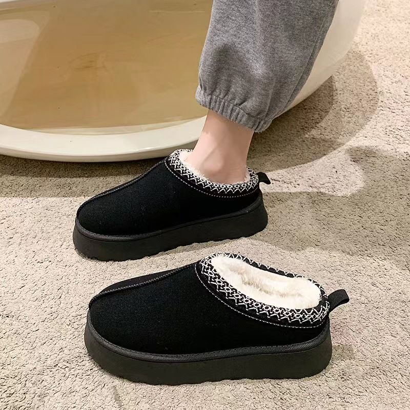 Stivali da neve caldi con tacco alto da donna 2024 autunno inverno nuova moda monoblocco punta rotonda suola spessa foderati in pile_voghion.com