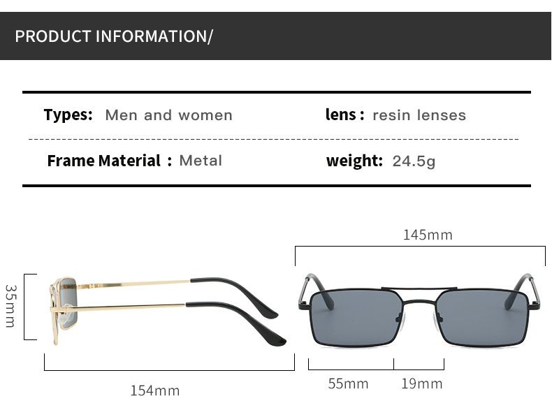 Dupla gerendás, négyzet alakú fém napszemüveg, divatos, minden egyezésű személyiségű napszemüveg férfiaknak és nőknek_voghion.com