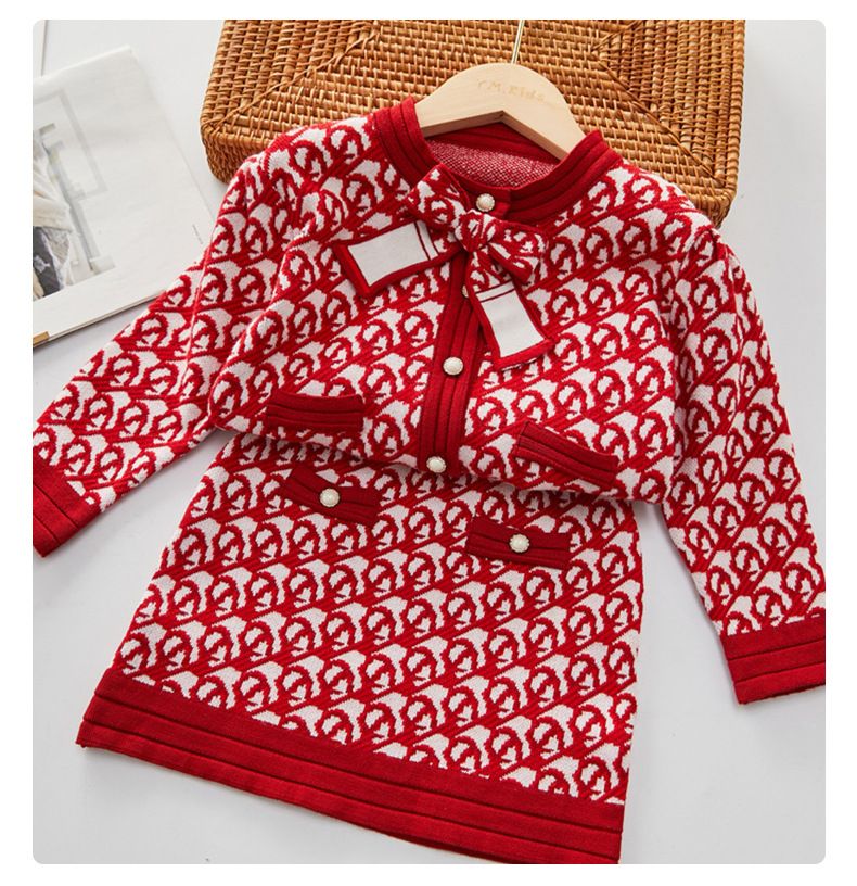 Kid's Clothing children's sweater 2024 autumn and winter style small style children's sweater suit girls' fashionable two piece suit_voghion.com