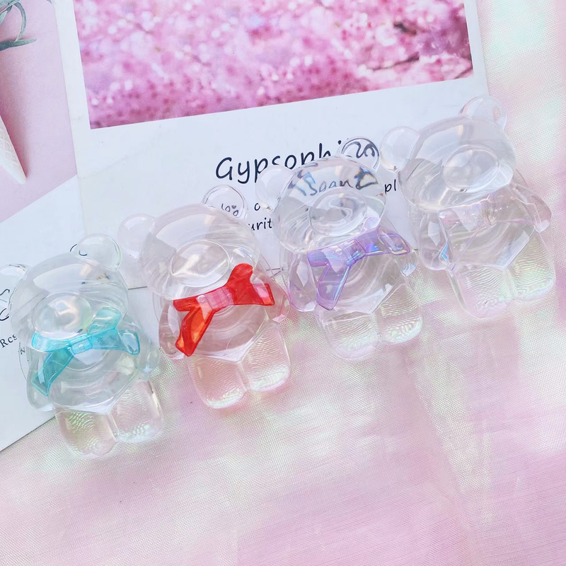 Colorful Bow Transparent Bear Retractable Folding Phone Bag Stand Desktop Universal_voghion.com