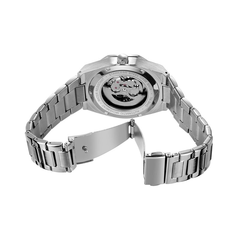 Montre mécanique automatique squelette tendance pour homme avec fonction heure universelle, boîtier en acier inoxydable de 41 mm, verre minéral, bracelet en alliage_voghion.com