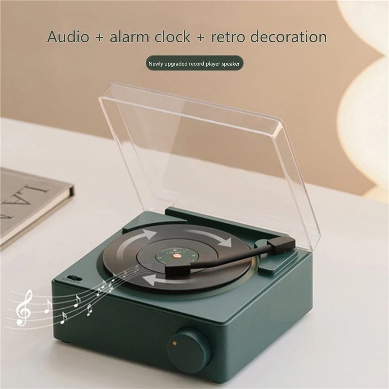 Duosi X11 Vinyl Atomic Retro Bluetooth Speaker Desktop Creative Alarm Clock(White)_voghion.com