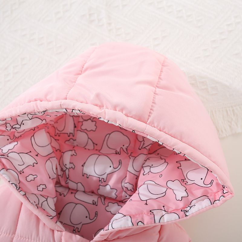 Børns tykkere bomuldsvest med hætte og ærmer, ensfarvet, kuldebeskyttelse, all-match-vest til babypiger fra 6 måneder til 3 år, udflugttøj_voghion.com