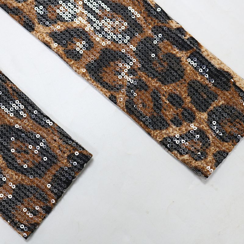 Női ruházat Leopárdmintás Szexi Ruha Flitteres Üreges Pántnélküli Hát nélküli Hasított Ujjak Bankett Stílusú Ruha_voghion.com