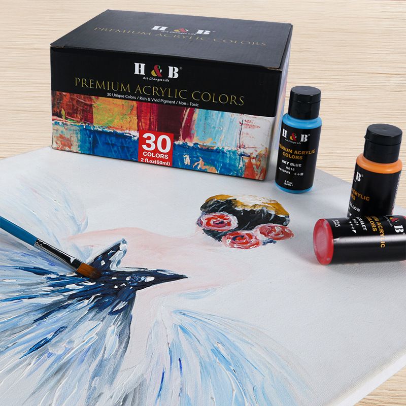 Professional Acrylic Paint Set - 30 Vibrant Colors (60ml/Tube) For Canvas, Wall Art, Crafts & Logo Design - Non-Fade, Waterproof_voghion.com