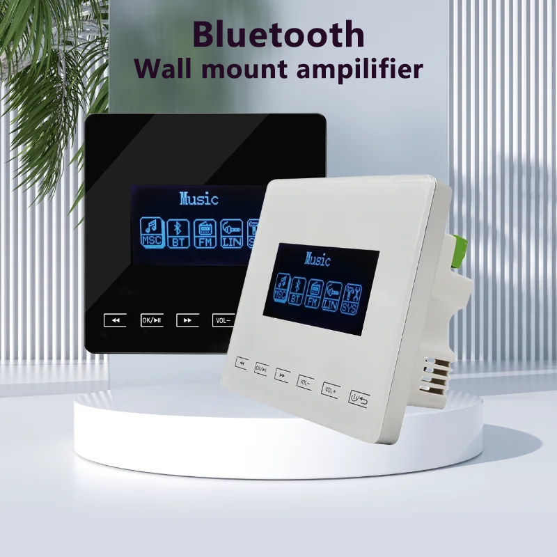 Bluetooth Amplifier Mini Wall Mounted Key Touch Music Player Built In FM Radio Smart Home Audio System for Bedroom_voghion.com