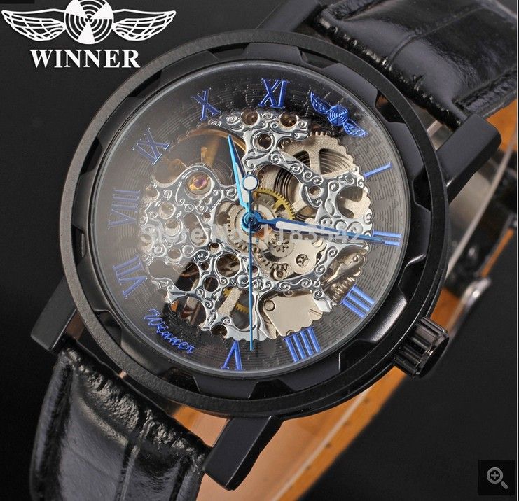 15 Farben Gewinner Römische Ziffern Skelett Gürtel Hand Mechanische Uhr_voghion.com