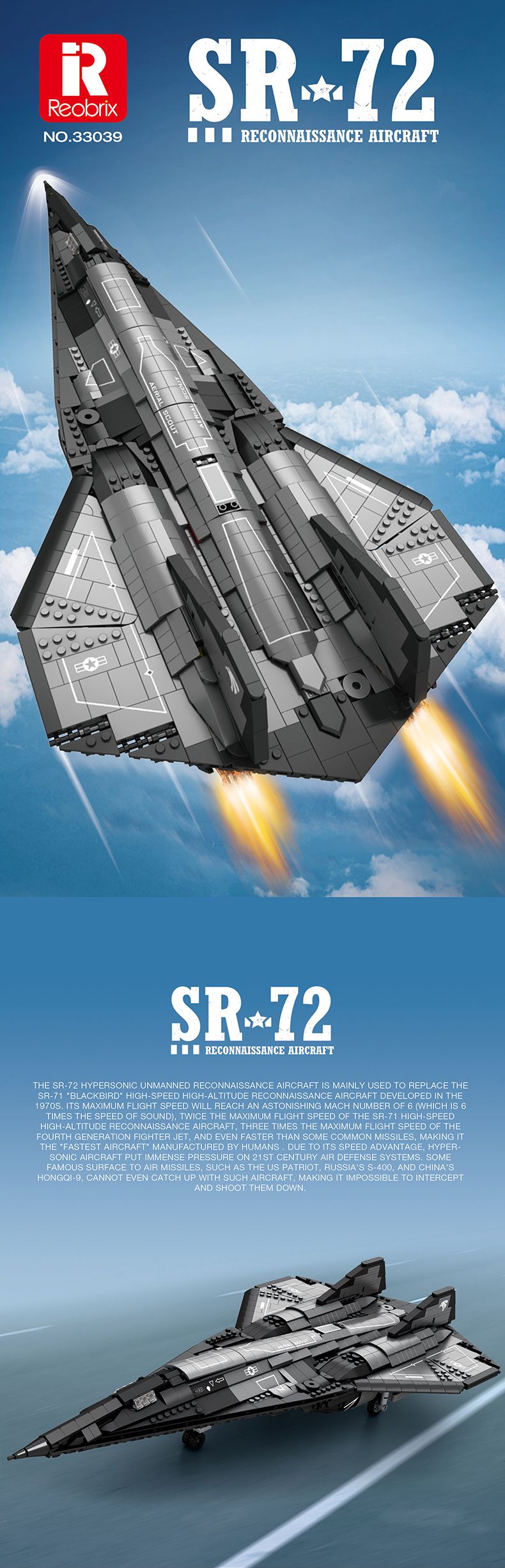 SR-72 Darkstar Stealth Fighter Building Blocks Set | 800+ ABS Military Model Kit | DIY Puzzle Toy For Teens & Adults | Collectible Display Gift_voghion.com