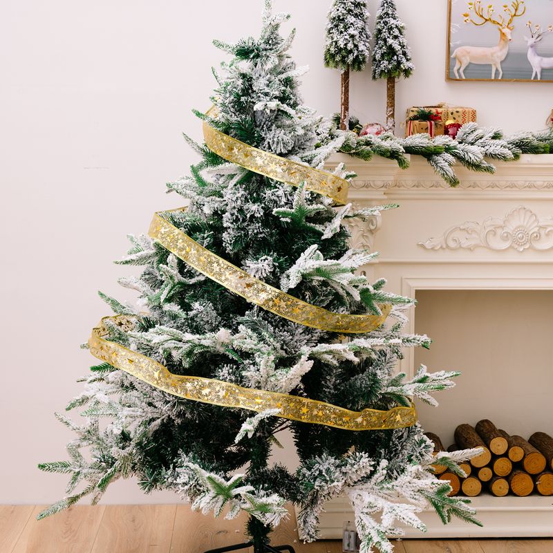 Christmas Ribbon LED Light String Christmas Decorations Christmas Tree Decoration Pendant Gift Bronzing Double Layer Ribbon_voghion.com