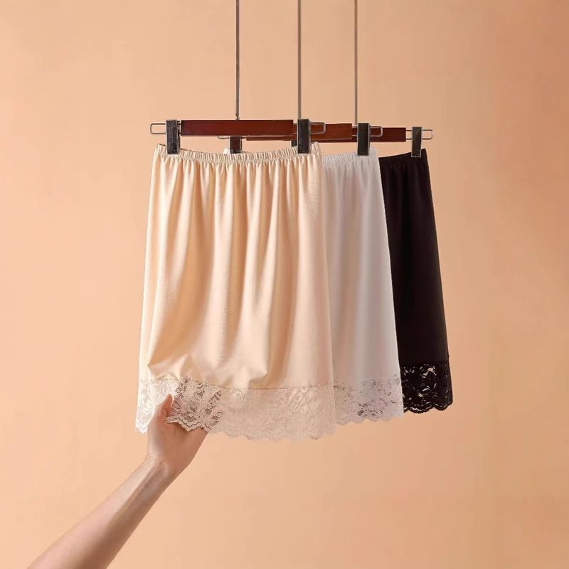 Gonna da donna a mezza lunghezza con fodera interna, in pizzo anti-trasparente e anti-luce, corta e aderente_voghion.com