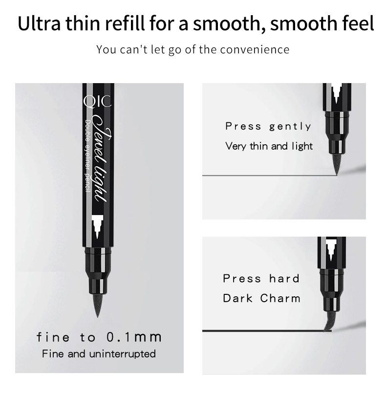 QIC Qini sigillo decorativo con motivo a colori impermeabile, asciugatura rapida, eyeliner a doppia testa senza sbavature_voghion.com