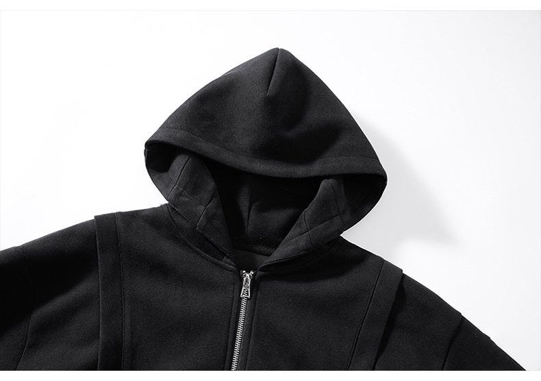 Sweat à capuche zippé rétro pour homme – Sweat-shirt oversize avec poche, doublure polaire légère, style streetwear décontracté pour l'automne et l'hiver_voghion.com