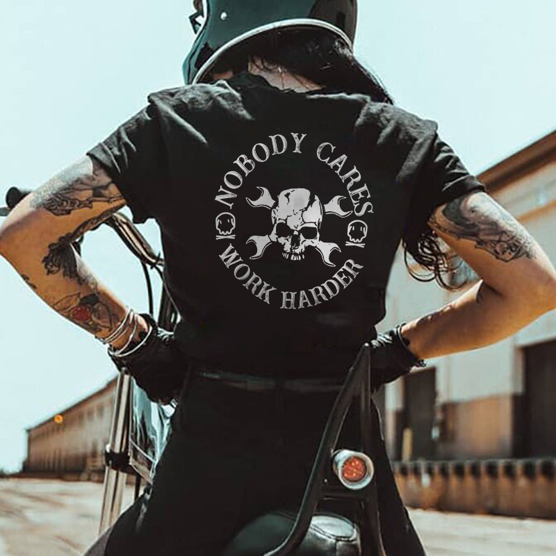 Women's T-Shirts plus size lettering print on the back white short sleeves_voghion.com