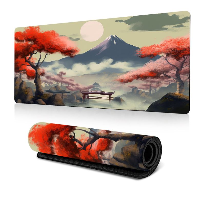 Tappetino per mouse con motivo floreale e albero, con trasferimento termico, per pittura di paesaggi popolari_voghion.com